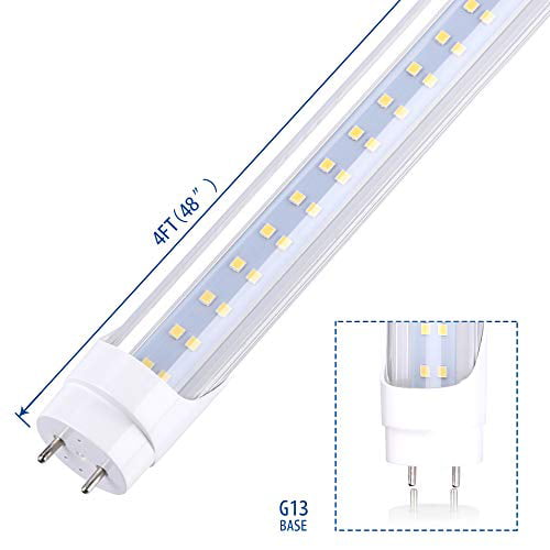 Bypass Ballast 5000k led Flourescent Tube Replacement 4ft G13 Base T8 led Tube Light 28w 2 Row Daylight White Dual-End Powered Clear Cover AC 85-277V 100 Pack 3360 Lumen 80W Equivalent