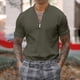 thumbnail image 2 of Camiseta ajustada para hombre, informal, de color puro, con cremallera, cuello simulado, manga corta para uso diario, 2 of 5