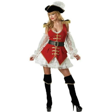 Adult Sexy Treasure Pirate Costume~X-Small 0-2 / Red