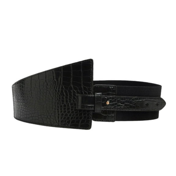 SWSMCLT Women's Wide Belt for Dress Jeans Jumpsuit Faux Leather Belt Dress Tie a Knot Elastic Web Chunky Fashion Braided Black One Size