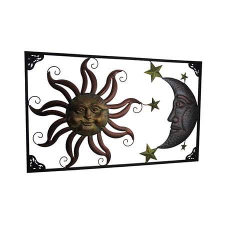 Tri-Color Metal Art Celestial Sun Moon and Stars Indoor Outdoor Wall ...