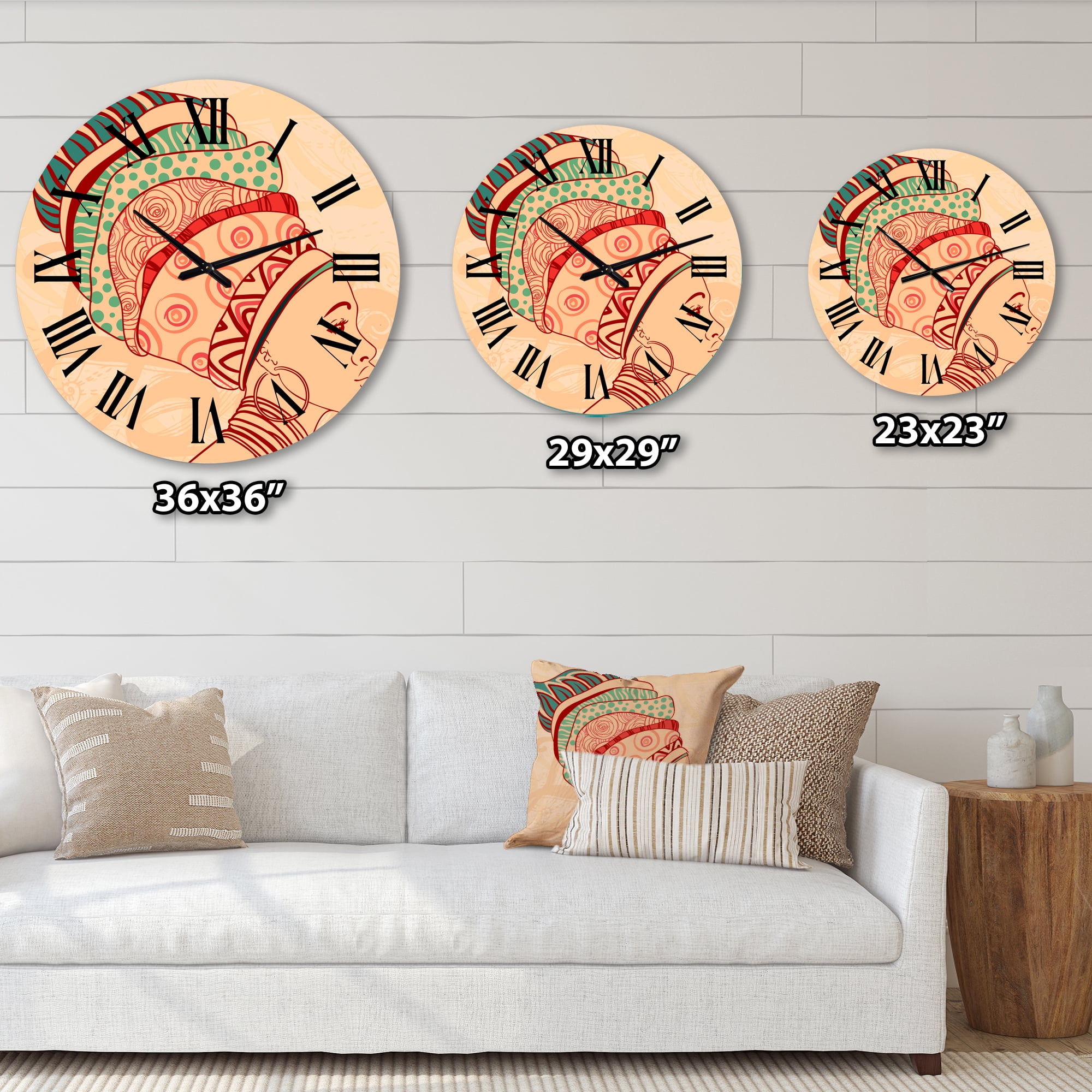 Designart 'African American Woman With Turban Ii' Modern Wall Clock