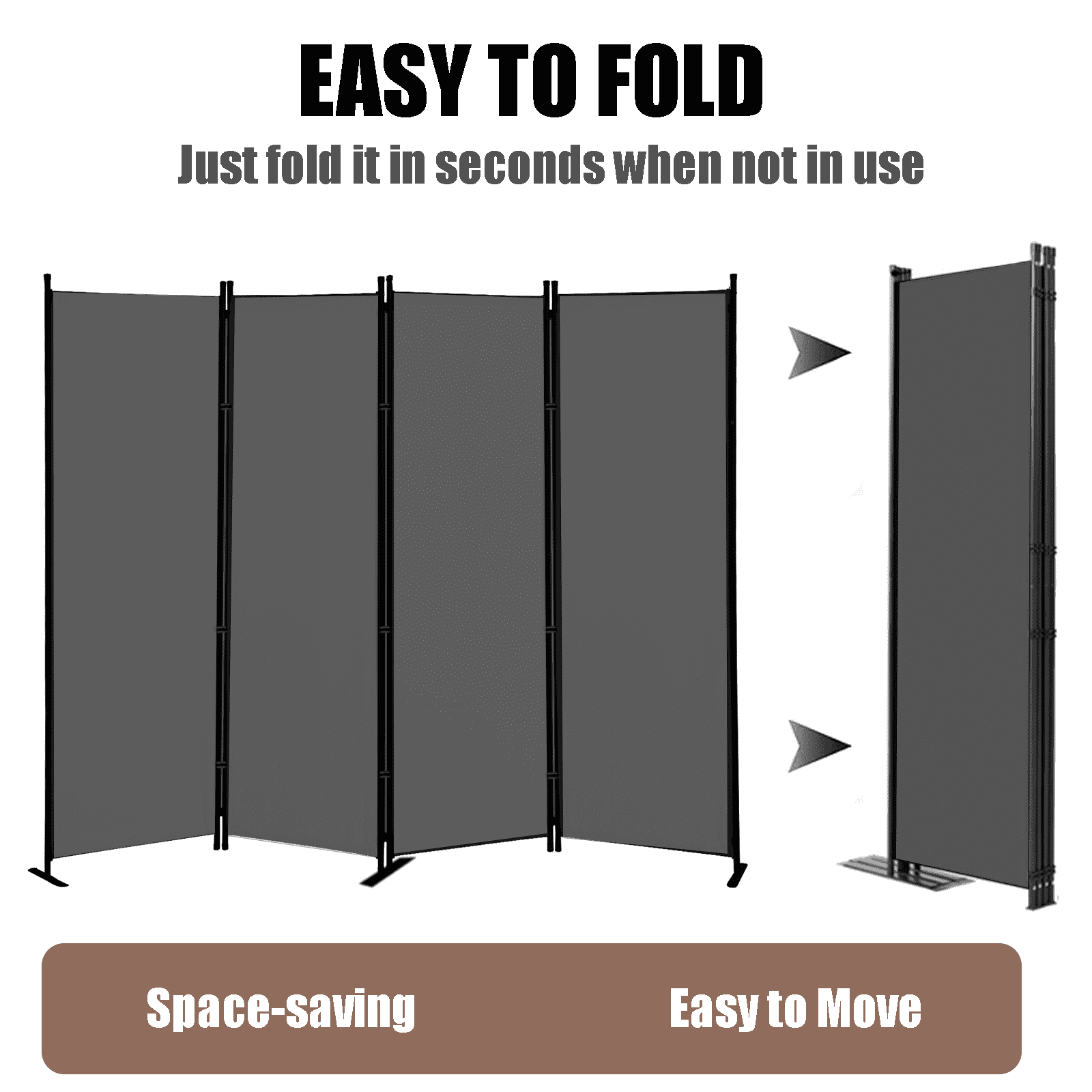 TANGJEAMER Room Divider-4 Panels Folding Privacy Screens, Partition Room Dividers Wall for Separation, Home, Office, Classroom, Studio(Gray)