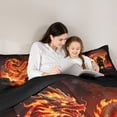 thumbnail image 4 of Metsweet Flame Dragon King Size Comforter Sets 3pcs, Japanese Samurai Comforters King Size, Red Gold Black,Black Reversible,1 Comforter and 2 Pillowcases, 4 of 6