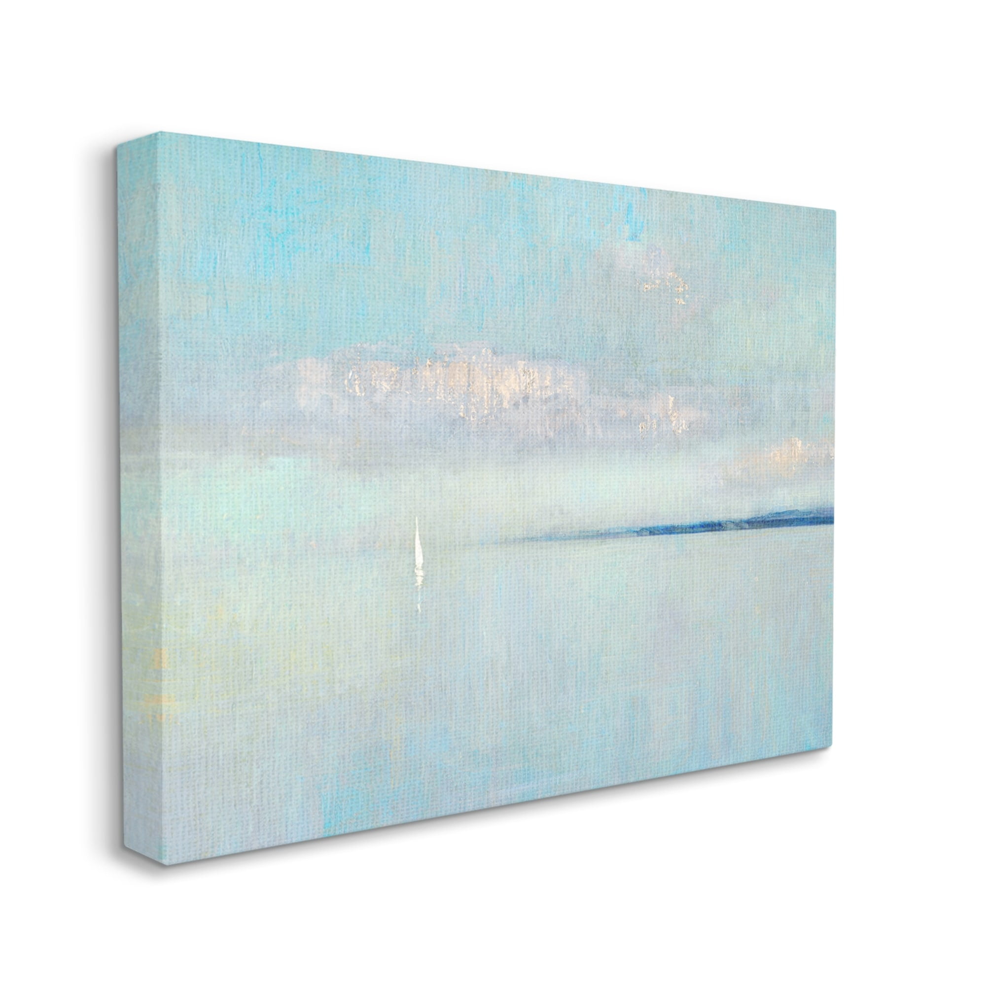 Stupell Industries Atmospheric Cloudy Ocean Scenery Lone Sailboat Floating Painting Gallery Wrapped Canvas Print Wall Art, Design by Katie Swatland