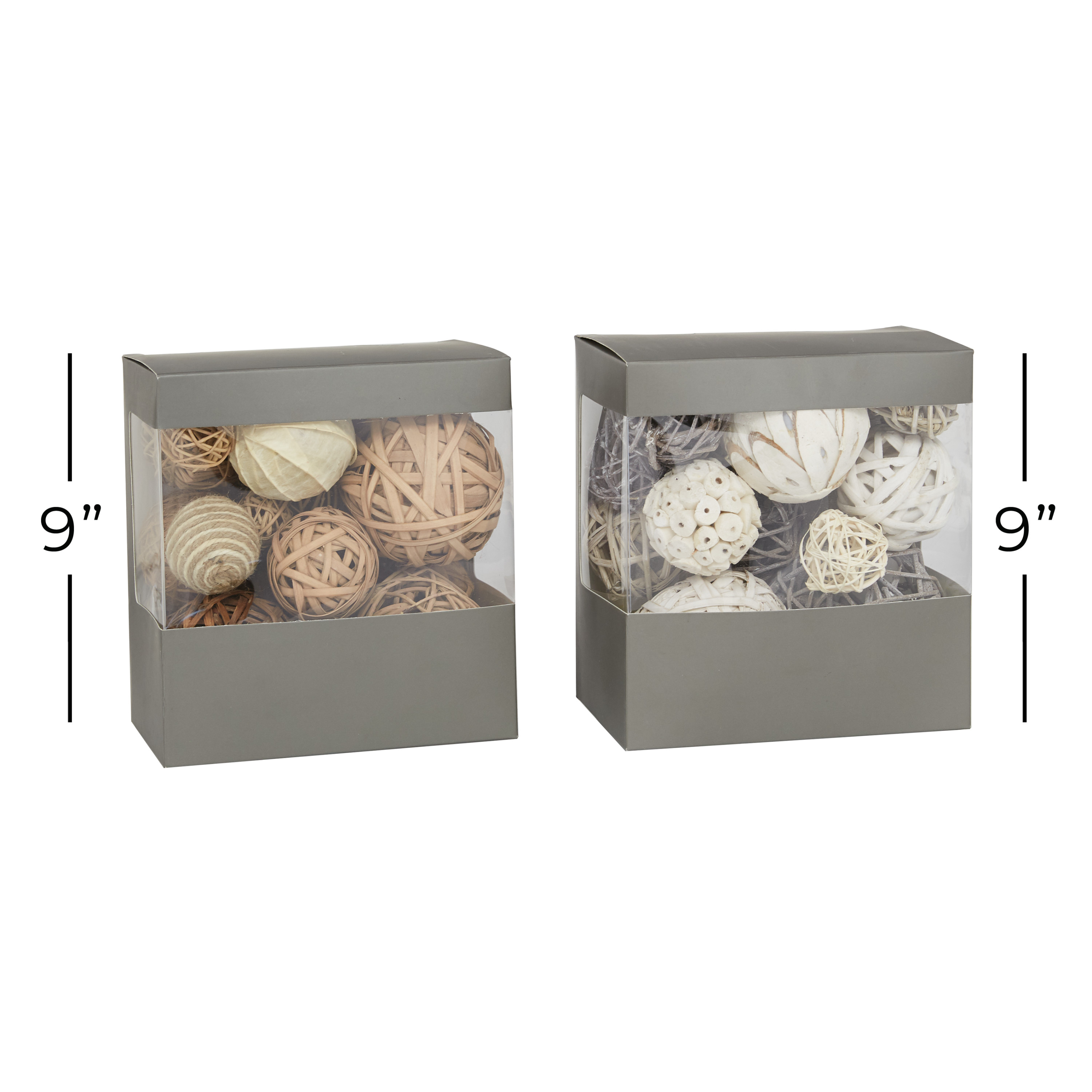 DecMode Brown 7" Handmade Wood Orbs & Vase Filler with Varying Designs (2 Count)