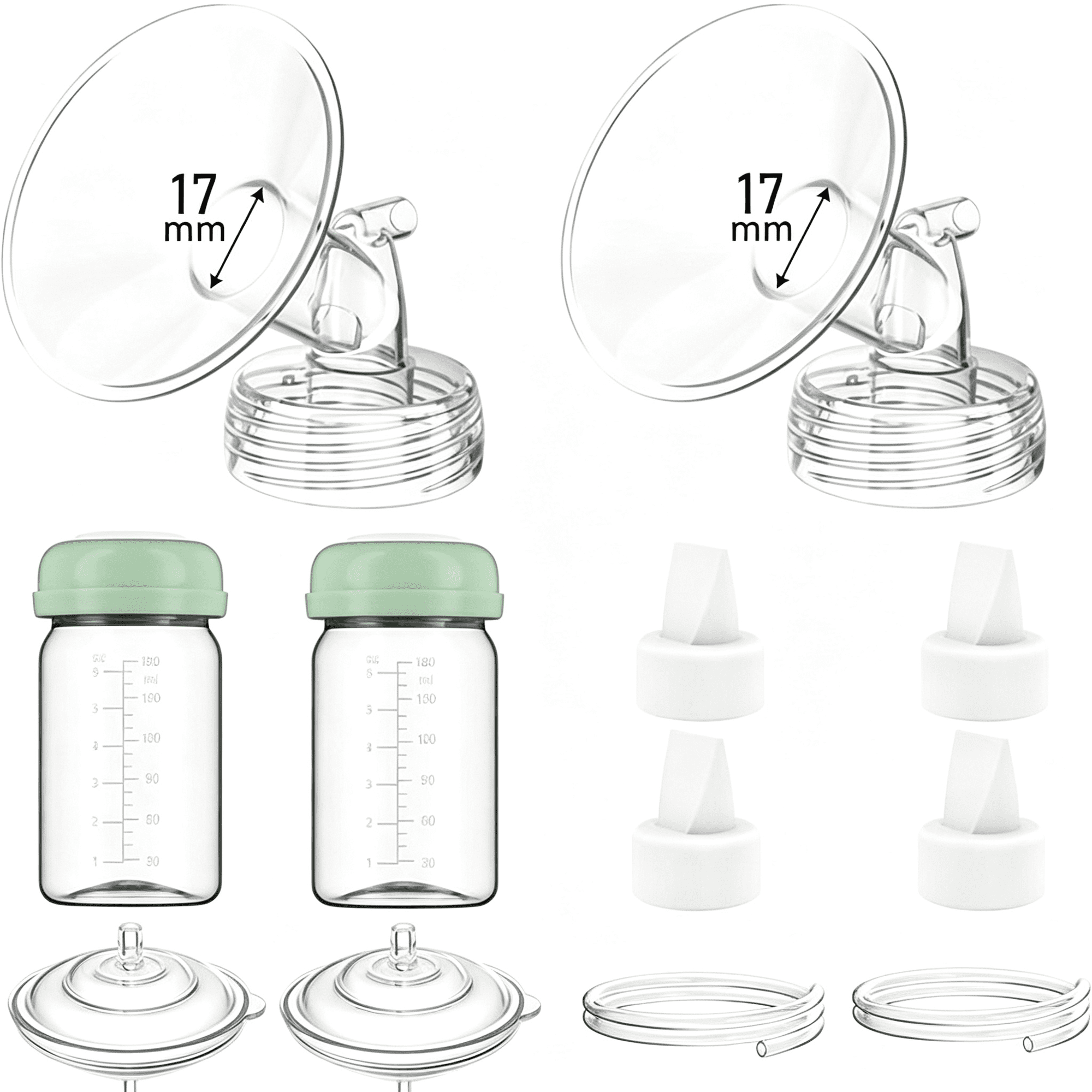 XIRQI Pump Parts Compatible with S1 S2 9 Plus, Replacement Kit Lncludes Duckbill Valve, Tube, Backflow Protector, 17Mm Flange, (17Mm)