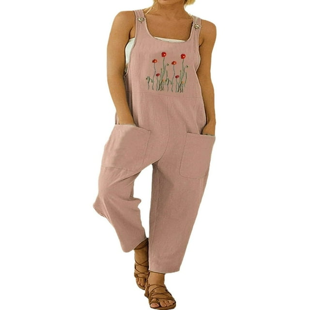 Combinaisons pour Femmes Sans Manches Dos Nu Bretelles Spaghetti Pantalon Large