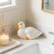 thumbnail image 1 of Figura de pato de cerámica para decoración de escritorio | Adorno de desatascador de inodoro para baño | Detalle decorativo original para estante o encimera, 1 of 6