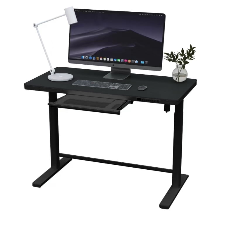 Rise Up Glass Electric Standing Desk | 45" Black Glass Top Adjustable Height Sit Stand Desk with USB-C Charging & Memory Controls