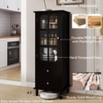 thumbnail image 3 of SESSLIFE Small Pantry Cabinet with Glass Door and 2 Drawers, Freestanding Storage Cabinet with Adjustable Shelves for Kitchen, Dining Room, Coffee Bar and Small Spaces, Black, 3 of 11