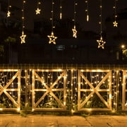 Icicle Christmas Lights Outdoor Decorations, 400 LED 33ft 8 Modes Curtain Fairy String Light with 75 Drops, Warm White
