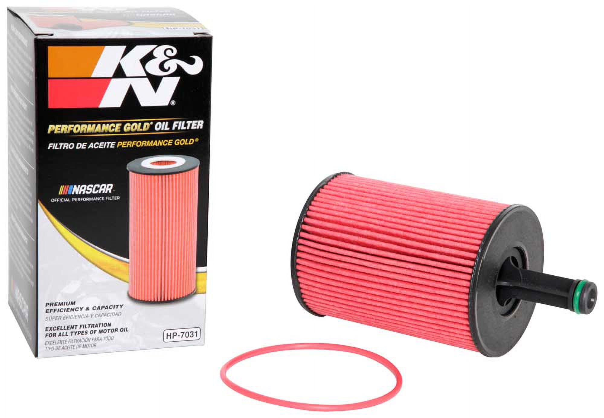 K&N Performance Oil Filter: 20,000 Mile Premium Engine Protection, Higher Oil Flow Rates, Compatible with All Oils, Optimized for Synthetic Oils, HP-7031