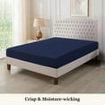 thumbnail image 2 of 1-Piece 500 Thread Count Egyptian Cotton Fitted Sheet, California King Size - Breathable, Cooling, Fits 14-16 Inch Deep Pocket – Navy Blue, 2 of 4