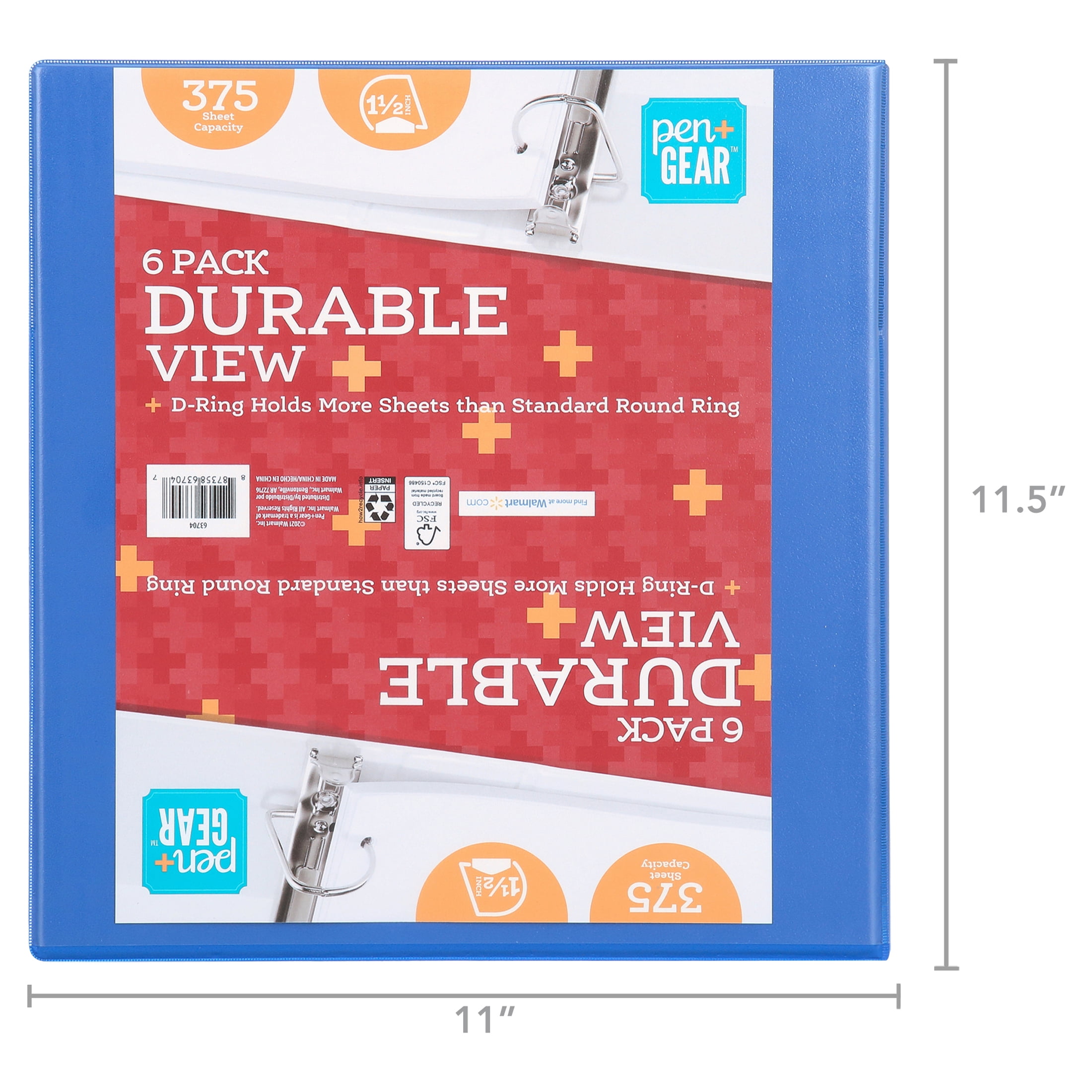 Pen+Gear 1.5 in Binder, Blue, 6-Pack