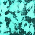thumbnail image 1 of Ahgly Company Machine Washable Indoor Square Abstract Turquoise Blue Modern Area Rugs, 3' Square, 1 of 4