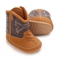 thumbnail image 2 of Emy Dola Unisex Baby Boots Newborn PU Leather Cowboy Booties Soft Sole Nonslip Crib Shoes Infant Boys Girl Western Boots 12-18 Months, 2 of 7