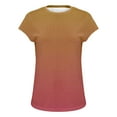 thumbnail image 5 of Women's Gradient Color Transition Knit Short Sleeve Top, Soft Stretchy Crew Neck Pullover Sweater with Breathable Comfort for Casual Daily Wear, Spring Summer Fashion and Versatile Layering Orange S, 5 of 5