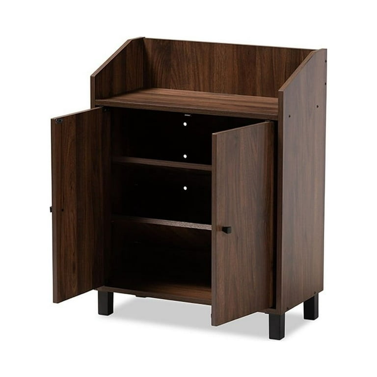 Walnut Upholstered Shoe Storage Cabinet with Door&Shelf Entryway