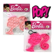 Barbie 2-Pack Silicone Head Shaped Keychain Fidget Popper Sensory Toys, Pink