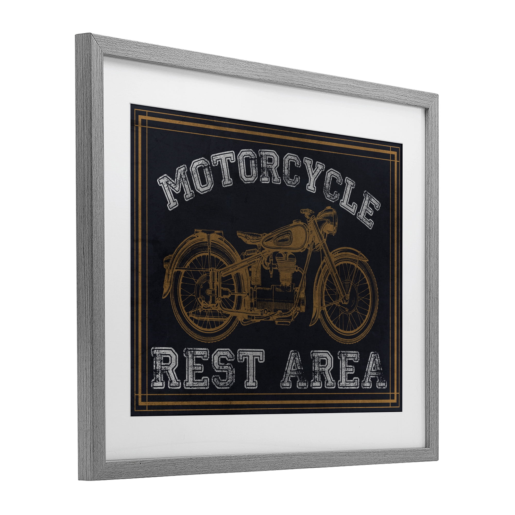 Stupell Industries Motorcycle Rest Area Gray Framed Print Under Glass, design by Marcus Prime