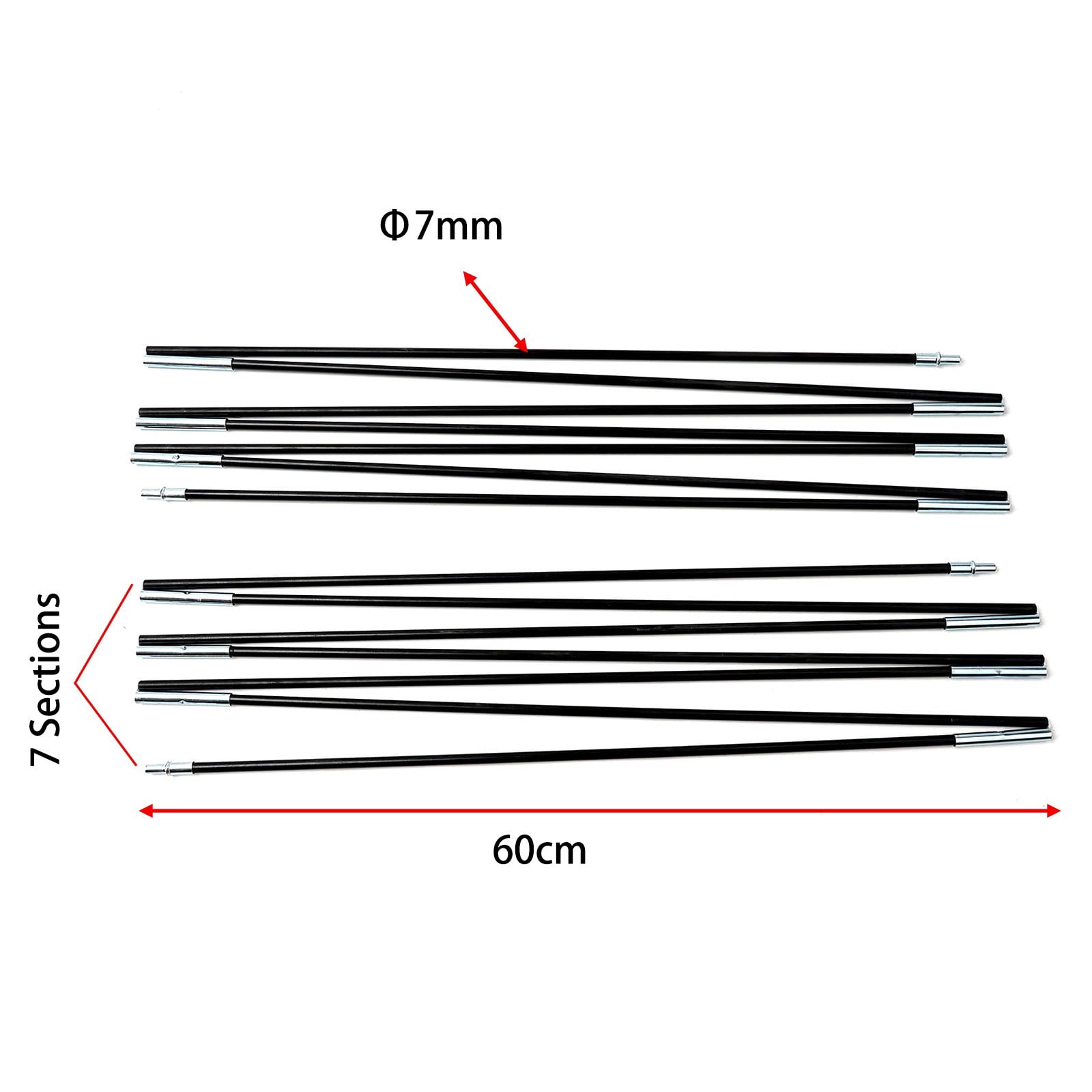 Barres De Tente En Fibre De Verre Zilimontt – Tiges De Soutien Pliables Pour Auvents Et Bâches – Plusieurs Tailles De 3 M à 4,9 M – Adaptées Aux Tentes 1 à 8 Places