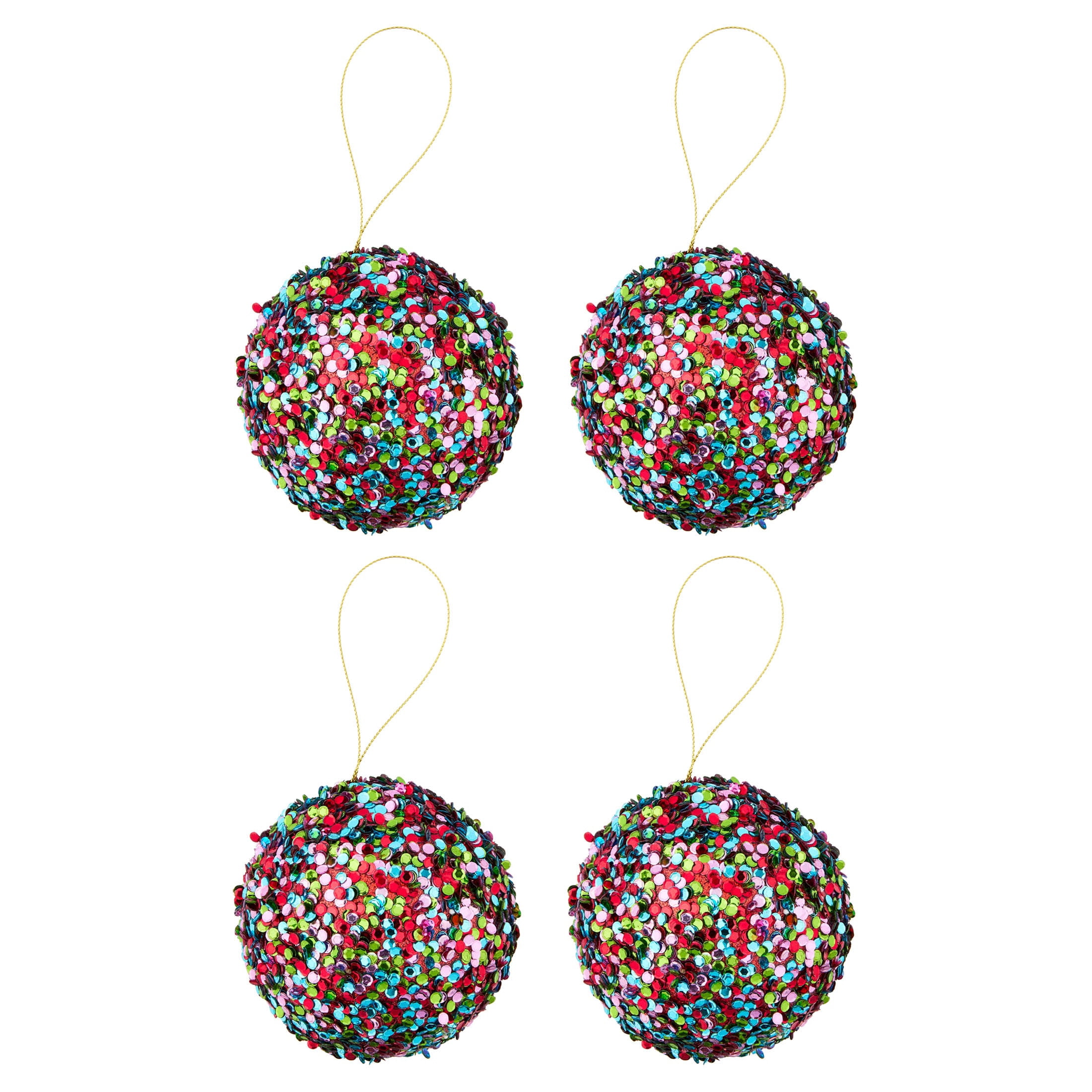 4-Count Multicolor Sequin Ball Christmas Ornaments, 4.3", by Holiday Time