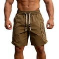 thumbnail image 2 of Cargo Shorts for Men Summer Casual Elastic Waist Loose Fit Breathable Knee Length Work Shorts with Pockets, 2 of 5