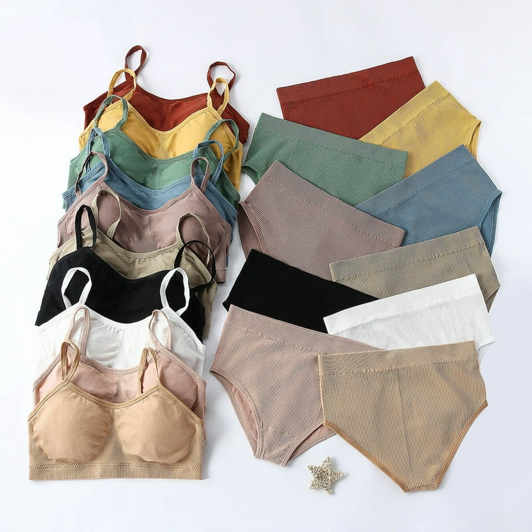 vbnergoie Women's 2 Piece U Neck Seamless Solid Lingerie Halter High Waist  Bra And Set Twerk Underwear Underwear for Men Brief 