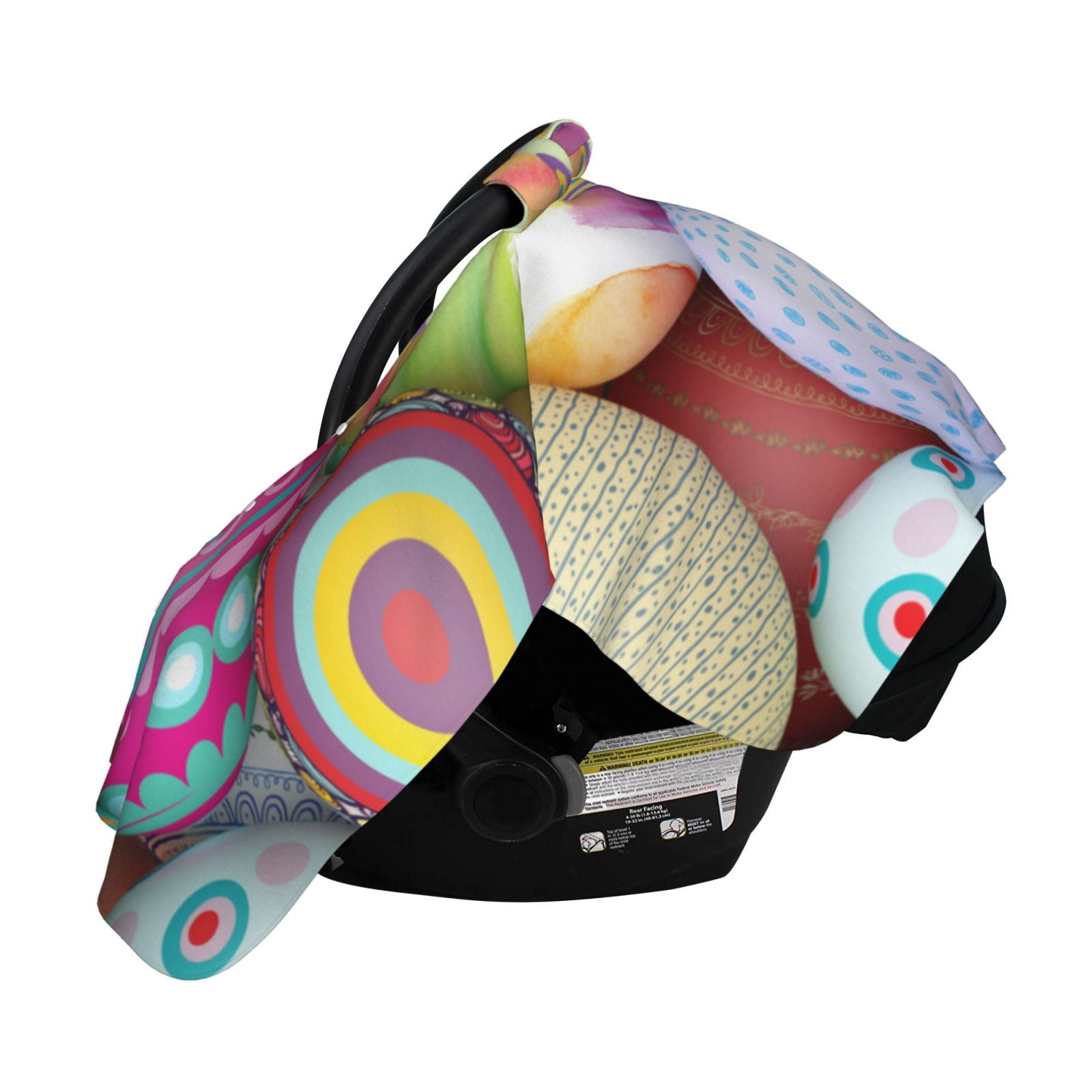 Naloa Colorful Easter Eggs Baby Car Seat Cover, Breathable Baby Carrier Cover, Multiuse Baby Carrier Cover & Nursing Breastfeeding Cover