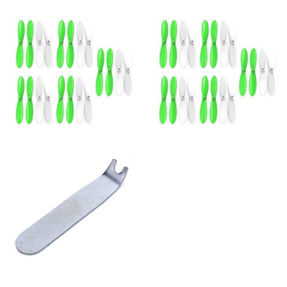 HobbyFlip 55mm Propellers Green/White 10 Sets of 4 and Puller Wrench Tool Compatible with Hubsan X4 H107D