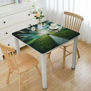 Shangniulu Soccer Square Fitted Tablecloth, Soccer Sports Area Line Floodlit Finals Game , Elastic Edge, for Kitchen Party Picnic, Fit for Square Table