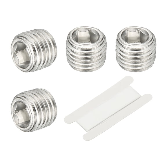 Uxcell 1/16" NPT Male Internal Hex Pipe Fitting, 4 Pcs 304 Stainless Steel Pipe Plug Fitting Assortment Kit Countersunk Thread Head Socket Pipe Plug Fitting Adapter with Tape, Silver