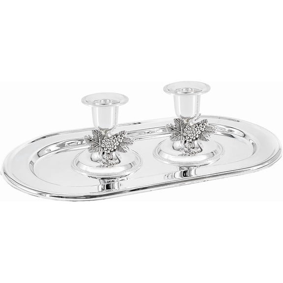 The Dreidel Company Shabbat Candlesticks Candle Holders Silver Plated, 2 Candlesticks Set (4 Sets)