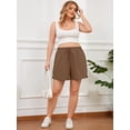 thumbnail image 2 of SHOWMALL Plus Size Workout Shorts for Women, Casual Lounge Shorts, Coffee 2X Soft Cotton Athletic Shorts with Pockets, 2 of 9