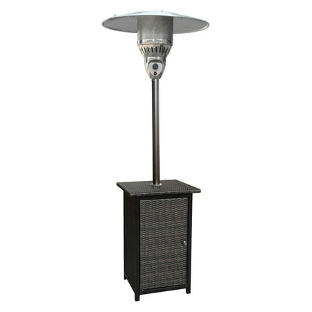 Hanover 7-Ft. 48,000 BTU Square Wicker Propane Patio Heater in Brown/Hammered Bronze