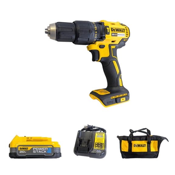 DEWALT 20V MAX Brushless 1/2 in Compact Hammer Drill Kit (DCD778E1) – POWERSTACK Battery, 2-Speed Transmission, LED Light