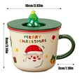 thumbnail image 3 of Santa Design Ceramic Holiday Coffee Mug With Lid And Festive 3D Topper Featuring Green Handle For Merry Family Theme 340ml Capacity, 3 of 4