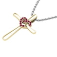 thumbnail image 2 of Dazzlingrock Collection Round Ruby Heart With Cross Pendant for Women with 18 Inch Silver Chain (Color Red, Clarity Highly Included) in 10K Yellow Gold, 2 of 4