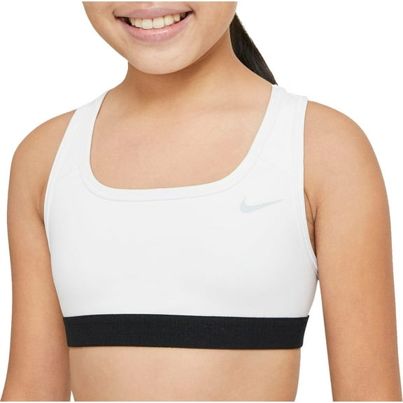 Nike Girl's Pro Sports Bra (White/White/Black, XL)