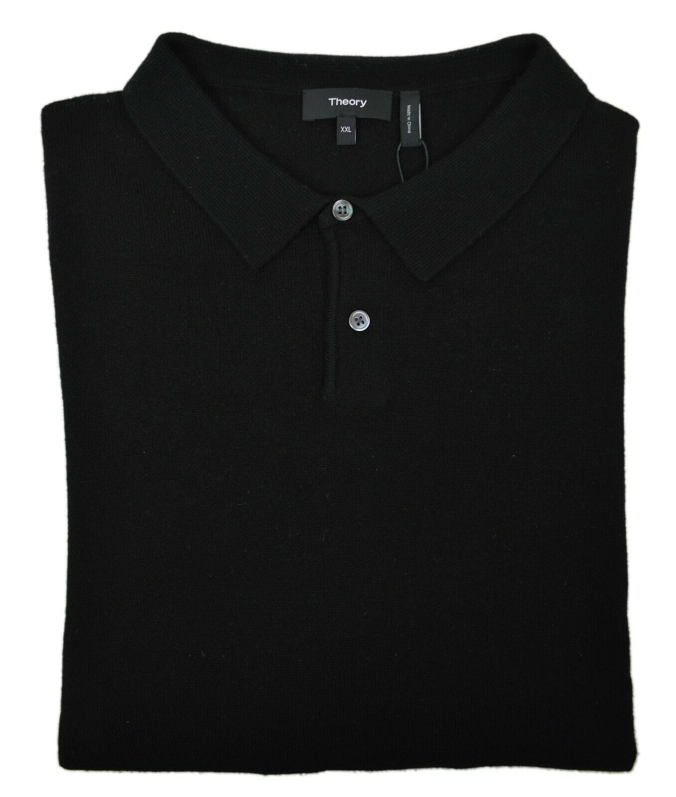 New Theory Men's Anvers Cashmere 3 LongSleeve Polo Sweater, Black