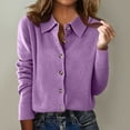 thumbnail image 4 of NTACZA Purple Womans Sweaters Button Down Business Elegant Sweater Blouse Solid Work Knit Tops Women's Jumpers L, 4 of 8