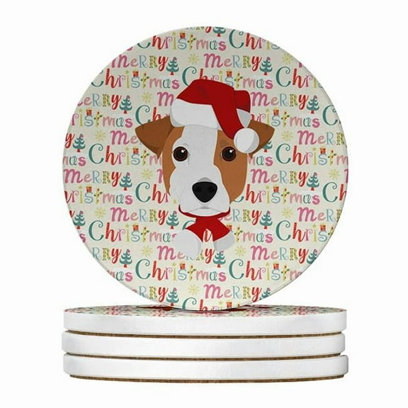 Caroline's Treasures WDK1452RCS4-PARENT Merry Christmas Large Sandstone Coasters Pack of 4, , multicolor