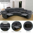 thumbnail image 3 of Aukfa 3-Piece Recliner Sofa Set, 6 Seat Sectional Couch with Cup Holders&Storage Console, Gray, 3 of 11