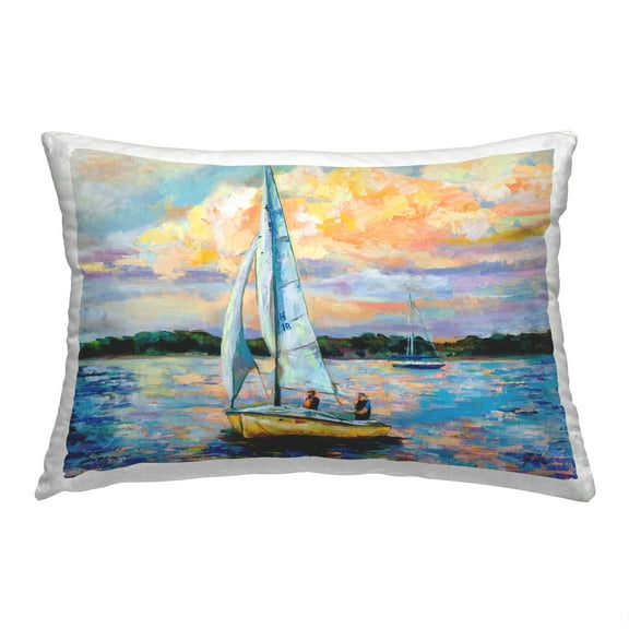 Stupell Industries Modern Sailboat Sunrise Decorative Printed Throw Pillow, 14 x 20