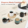 thumbnail image 7 of Unique Bargains 2.5oz Ceramic Espresso Cups with Wooden Handle Porcelain Espresso Shot Cups Set of 2 Demitasse Cups for Coffee or Tea White, 7 of 7