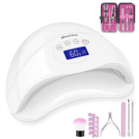 Morpilot 48W LED Gel Nail Lamp UV Nail Dryer Lamp Curing for gel and regular polish with 4 Timer Setting Sensor Upgraded, Professional Fingernail & Toenail Gel Curing Nail Art Painting Salon (Best Uv Lamp For Stamps)