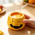thumbnail image 6 of Halloween Ceramic Pumpkin Mug Set of 4 Carved Grinning Face Coffee Cup Fall Decor for Halloween and Fall, 6 of 6
