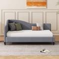 thumbnail image 2 of Upholstered Daybed with Solid Wood Legs, Twin Size L-Shaped Corner Day Bed/Sleeper Sofa Bed Couch with Slats Support for Boys Girls Adults, No Box Spring Needed, Gray, 2 of 7
