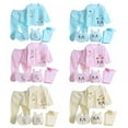thumbnail image 2 of BULLPIANO Unisex Newborn Baby Layette Gift Set 5-Piece Cotton Top Pants Hat Bib Suit Outfit Clothes Sets for 0-3M, 2 of 3